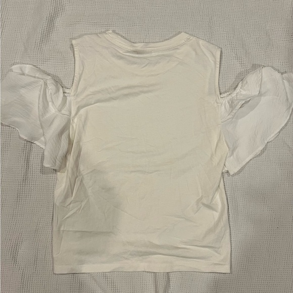 ZARA open shoulder white tee - Picture 3 of 3